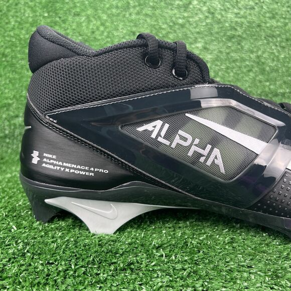 Nike 2024 Alpha Menace 4 Pro Mens 14 Football Cleats Black/Smoke Grey FD7037-001 - Picture 4 of 17